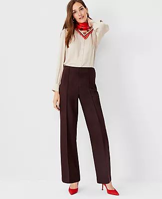 Ann Taylor The Petite Faux Suede Side Zip Straight Pant