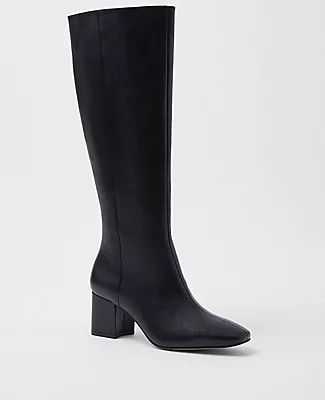 Ann Taylor Leather Block Heel Boots