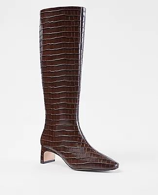 Ann Taylor Embossed Leather Blade Heel Tall Boots