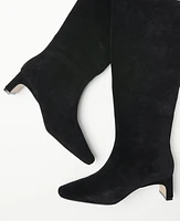 Ann Taylor Suede Blade Heel Boots Black Women's