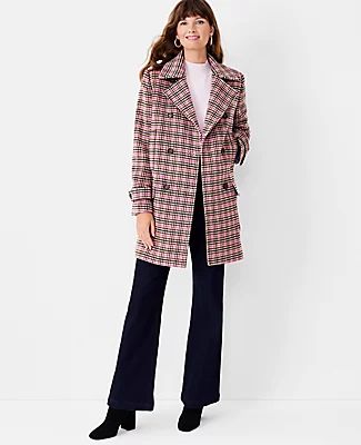Ann Taylor Houndstooth Wool Blend Peacoat