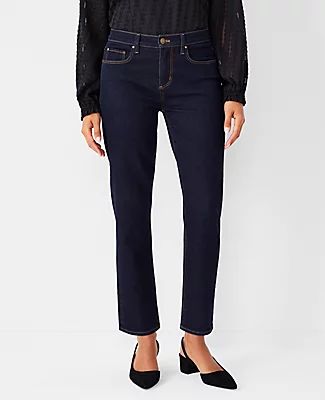 Ann Taylor Sculpting Pocket Mid Rise Taper Jeans Rinse Wash