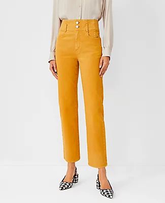 Ann Taylor Petite Sculpting Pocket High Rise Corset Easy Straight Jeans in Early Harvest
