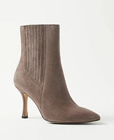 Ann Taylor Suede Chelsea Stiletto Booties Pine Bark Women's