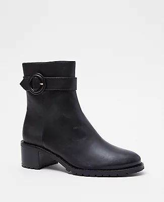 Ann Taylor Buckle Leather Booties