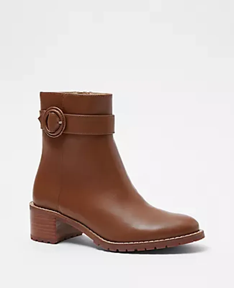 Ann Taylor Buckle Leather Booties