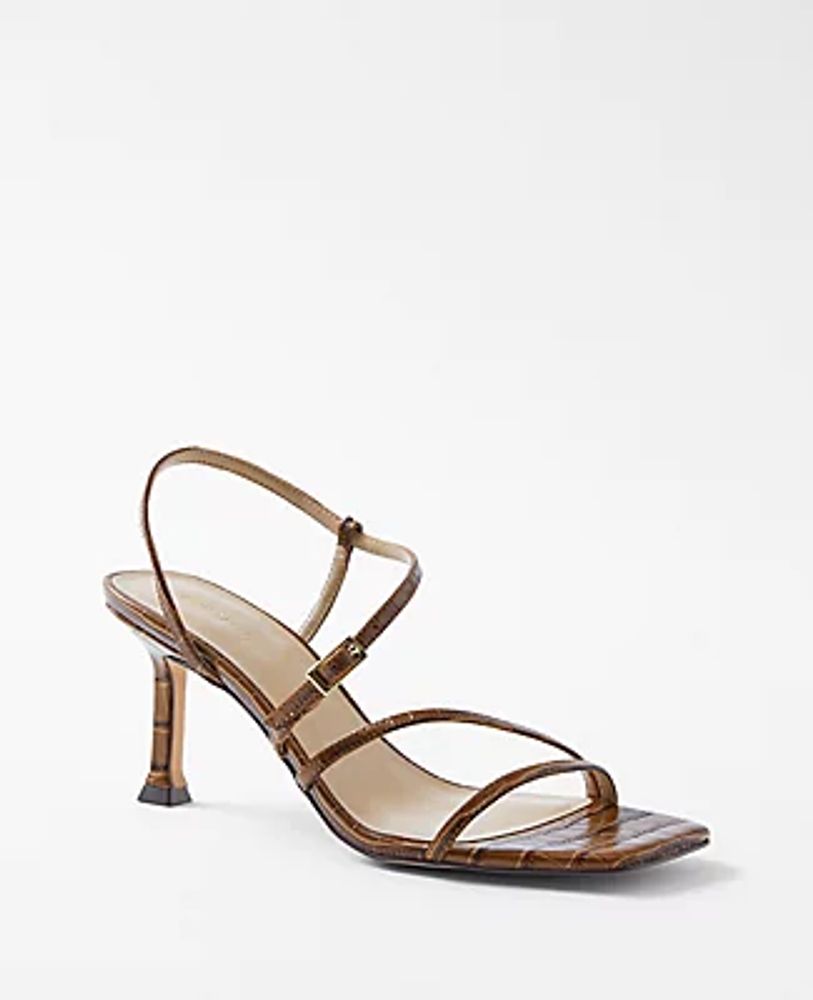 Ann Taylor Embossed Strappy Heeled Sandals