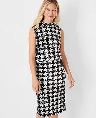 Ann Taylor Sequin Houndstooth Shell Top
