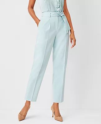 Ann Taylor The Belted High Waist Taper Pant Twill