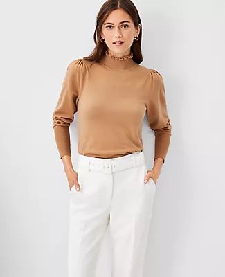 Ann Taylor Ruffle Mock Neck Sweater