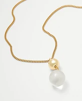 Ann Taylor Clear Ball Pendant Necklace Gold Women's