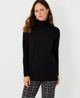 Ann Taylor Petite Turtleneck Tunic Sweater Black Women's