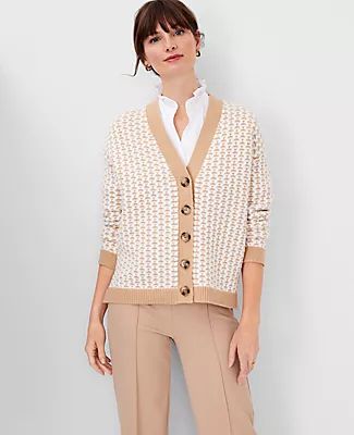 Ann Taylor Textured V-Neck Cardigan