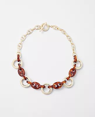 Ann Taylor Tortoiseshell Print Chain Link Statement Necklace
