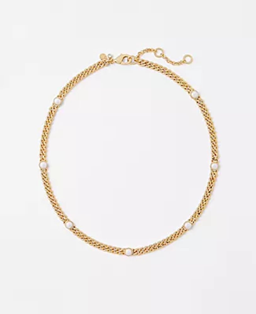Ann Taylor Pearlized Delicate Chain Necklace