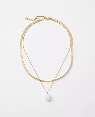 Ann Taylor Pearlized Drop Layered Necklace