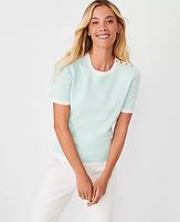 Ann Taylor Tipped Shoulder Button Sweater Tee