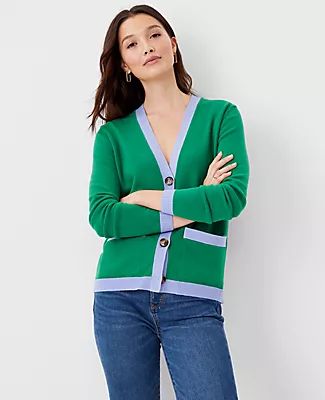 Ann Taylor Tipped Boyfriend Cardigan