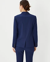 Ann Taylor The Long One Button Blazer Bi-Stretch Pure Sapphire Women's