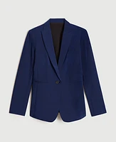 Ann Taylor The Long One Button Blazer Bi-Stretch Pure Sapphire Women's