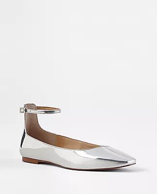 Ann Taylor Metallic Ankle Strap Flats
