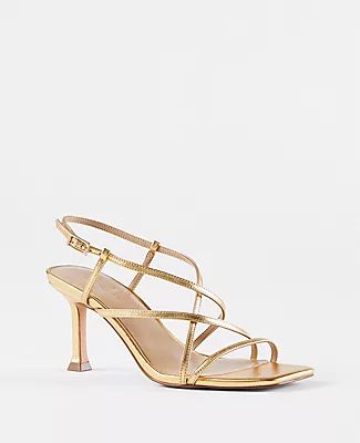 Ann Taylor Strappy Metallic Leather Sandals