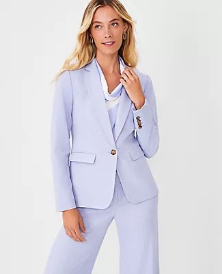 Ann Taylor The Notched One Button Blazer Cross Weave