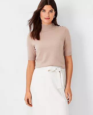 Ann Taylor Rhinestone Shoulder Button Sweater