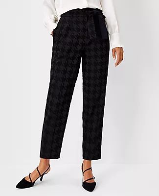 Ann Taylor The Belted High Waist Taper Pant Houndstooth