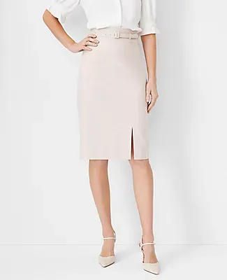 Ann Taylor The Belted Pencil Skirt Stretch Cotton
