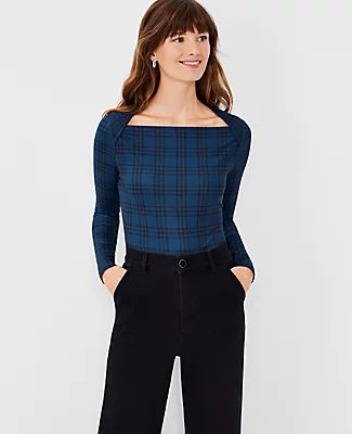 Ann Taylor Plaid Refined Stretch Top
