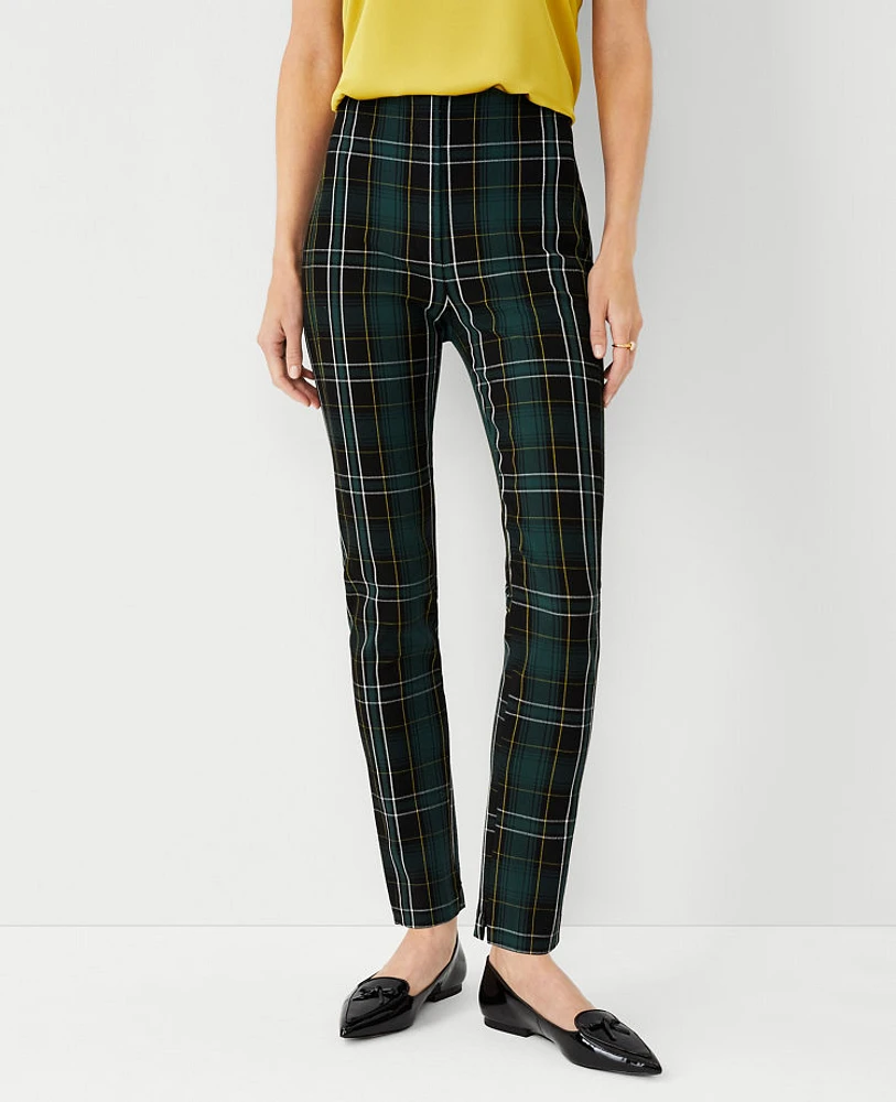 Ann Taylor The Petite High Waist Audrey Pant in Plaid Size 00 Green Multi Women's