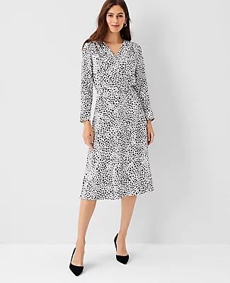 Ann Taylor Animal Print Wrap Midi Dress