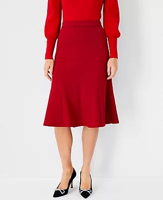 Ann Taylor The Petite Seamed Flare Skirt Double Knit