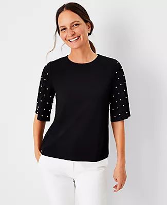 Ann Taylor Petite Pearlized Sleeve Top