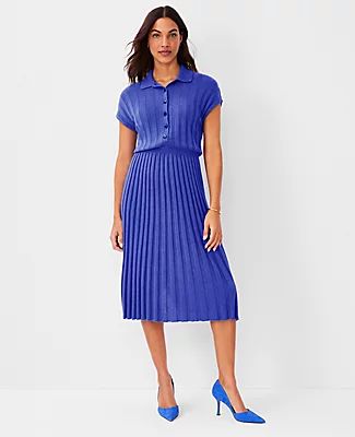 Ann Taylor Ribbed Polo Sweater Dress