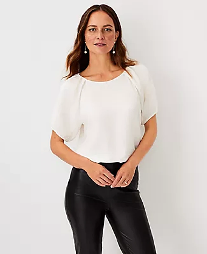 Ann Taylor Petite Pleat Neck Top