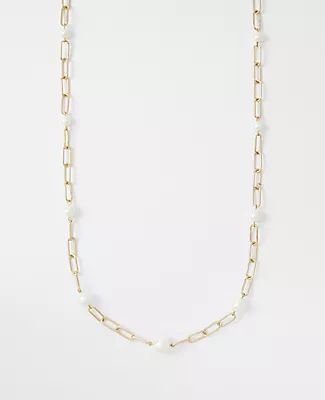 Ann Taylor Pearlized Link Station Necklace