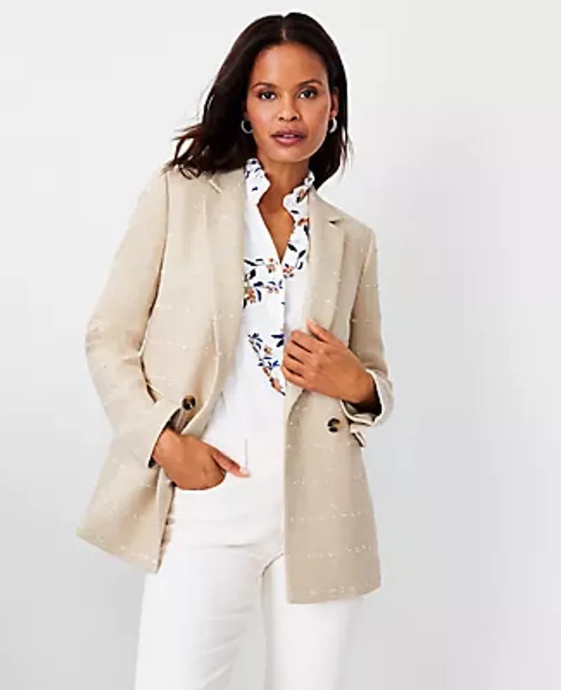 Ann Taylor The Petite Tweed Double Breasted Blazer