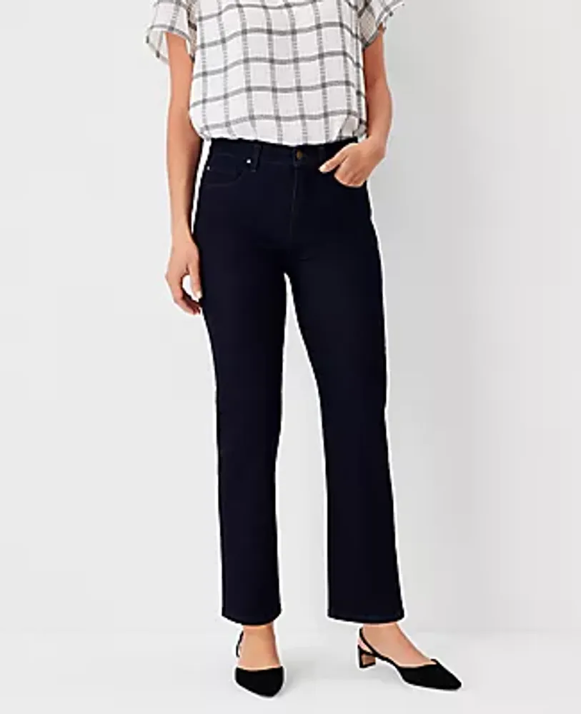 Ann Taylor Sculpting Pocket High Rise Straight Jeans in Rinse Wash