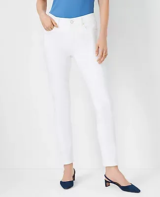 Ann Taylor Sculpting Pocket Mid Rise Skinny Jeans White