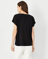 Ann Taylor Mixed Media Pleat Front Top Women's