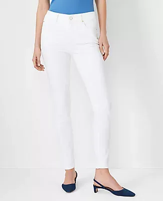 Ann Taylor Curvy Sculpting Pocket Mid Rise Skinny Jeans in White
