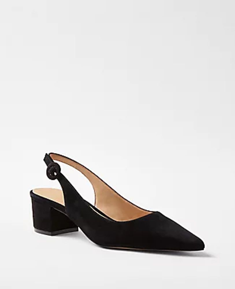 Ann Taylor Suede Block Heel Slingback Pumps | The Summit