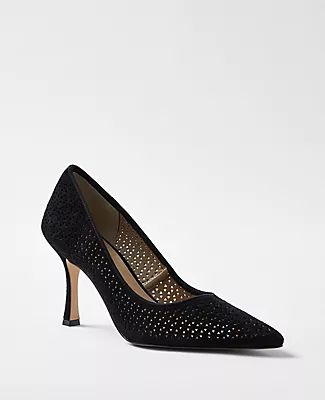 Ann Taylor Mila Perforated Suede Pumps