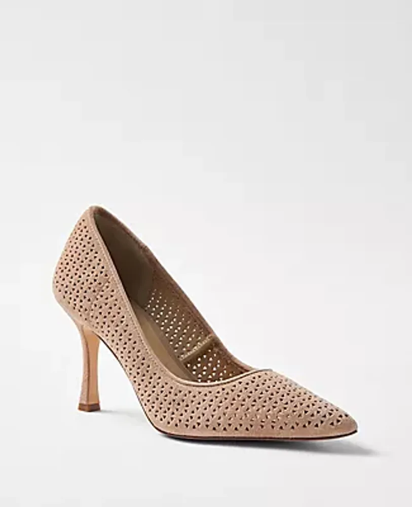 Ann Taylor Mila Perforated Suede Pumps