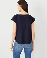 Ann Taylor Linen Blend Boatneck Top Women's