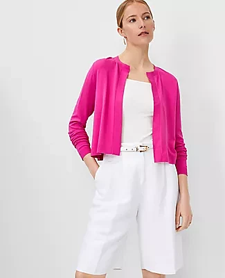 Ann Taylor Seasonless Cropped Open Cardigan