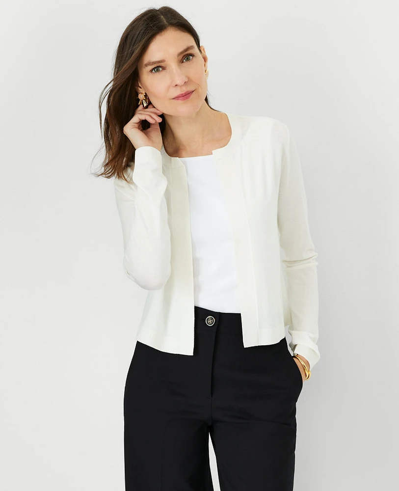 Ann Taylor Seasonless Cropped Open Cardigan Women's