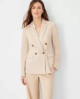 Ann Taylor The Long Double Breasted Blazer Herringbone Linen Blend